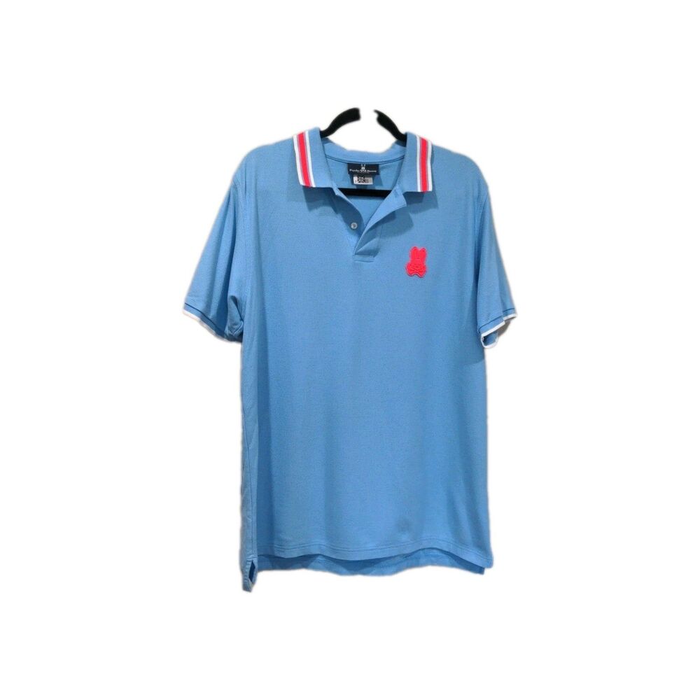 Psycho Bunny Mens Eaton SS Polo Size 7 (XXL) Blue Classic Logo Vibrant Casual
